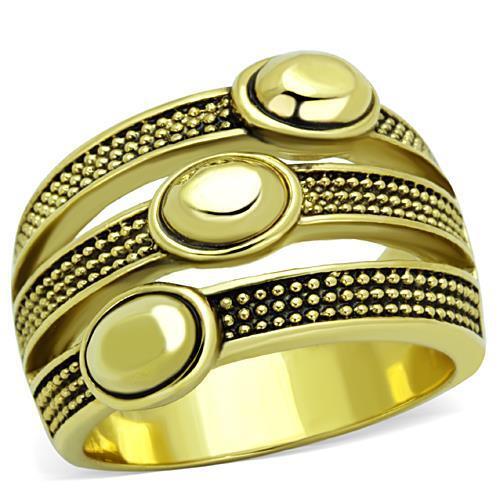 TK1718 - IP Gold(Ion Plating) Stainless Steel Ring with Epoxy in Jet - LAWendy