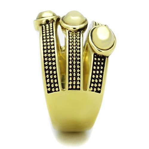 TK1718 - IP Gold(Ion Plating) Stainless Steel Ring with Epoxy in Jet - LAWendy