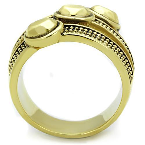 TK1718 - IP Gold(Ion Plating) Stainless Steel Ring with Epoxy in Jet - LAWendy