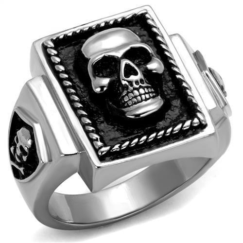 TK2326 - High polished (no plating) Stainless Steel Ring with Epoxy in Jet - LAWendy