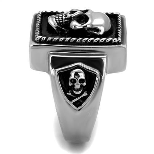 TK2326 - High polished (no plating) Stainless Steel Ring with Epoxy in Jet - LAWendy
