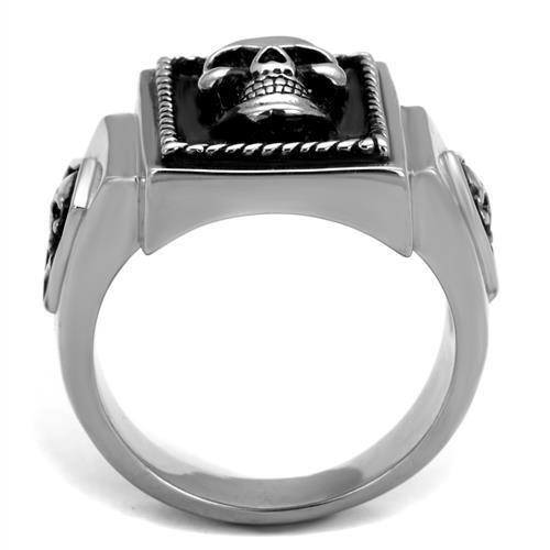TK2326 - High polished (no plating) Stainless Steel Ring with Epoxy in Jet - LAWendy