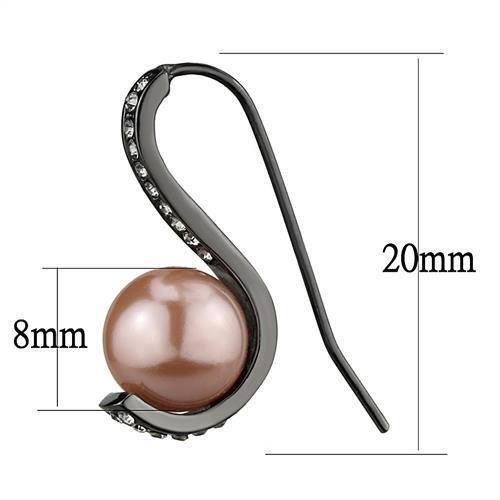 TK2728 - IP Light Black (IP Gun) Stainless Steel Earrings with Synthetic Pearl in Light Peach - LAWendy