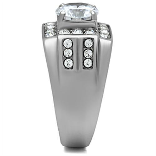 TK348 - High polished (no plating) Stainless Steel Ring with AAA Grade CZ in Clear - LAWendy