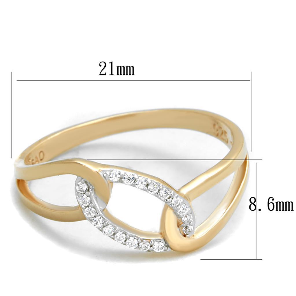 TS362 - Rose Gold + Rhodium 925 Sterling Silver Ring with AAA Grade CZ in Clear - LAWendy