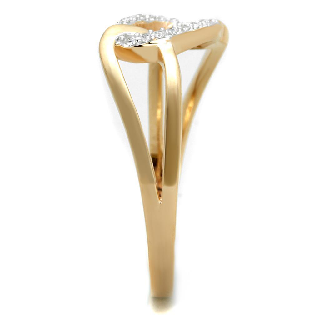 TS362 - Rose Gold + Rhodium 925 Sterling Silver Ring with AAA Grade CZ in Clear - LAWendy