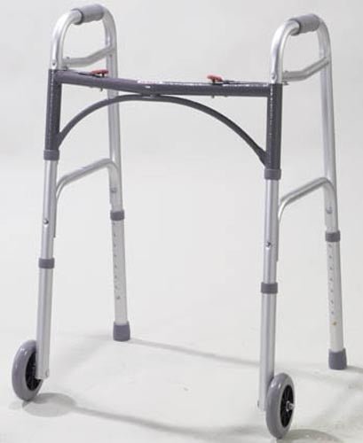 Walker Folding 2 - Button Adult Alum w/5 Wheels (Drive) - LAWendy