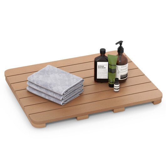 Waterproof HIPS Bath Spa Shower Mat with Non Slip Foot Pads - Brown - Color: Brown - LAWendy