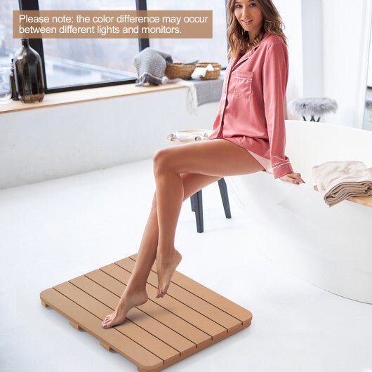 Waterproof HIPS Bath Spa Shower Mat with Non Slip Foot Pads - Brown - Color: Brown - LAWendy