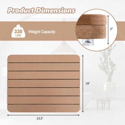 Waterproof HIPS Bath Spa Shower Mat with Non Slip Foot Pads - Brown - Color: Brown - LAWendy