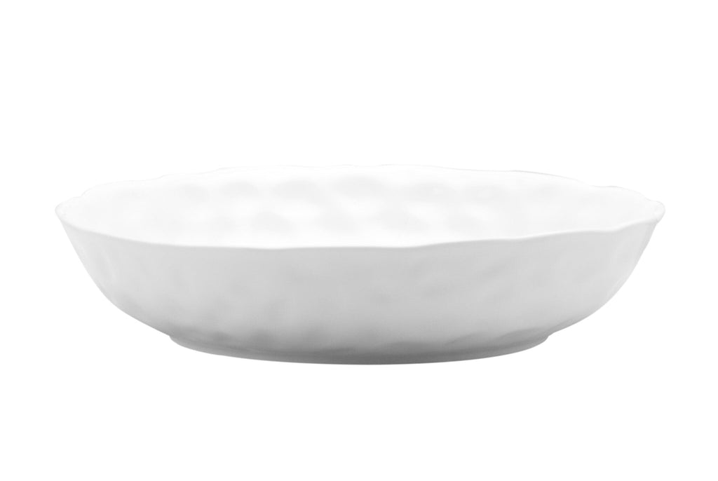 White Six Piece Round Pebbled Porcelain Service For Six Bowl Set - LAWendy
