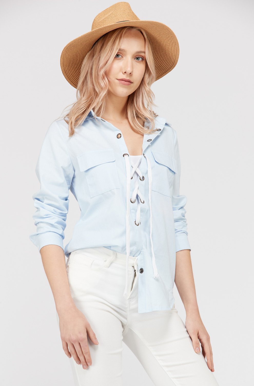 Women's Lace Up Blouse Top - LAWendy