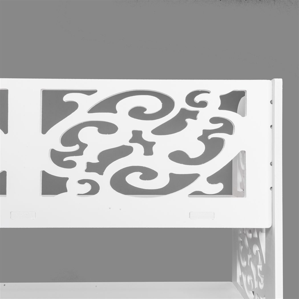 Wood - plastic Board Six Tiers Carved Shoe Rack White B - LAWendy
