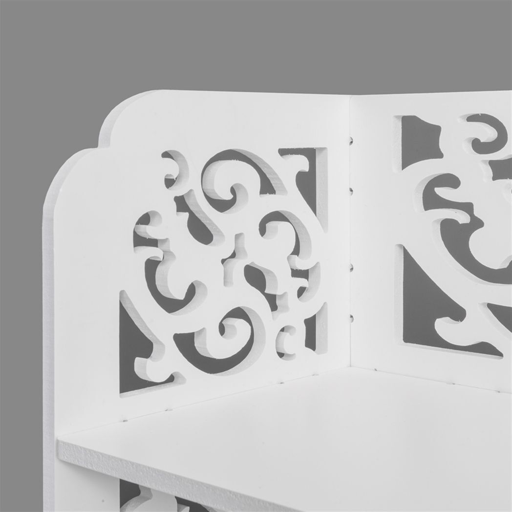 Wood - plastic Board Six Tiers Carved Shoe Rack White B - LAWendy