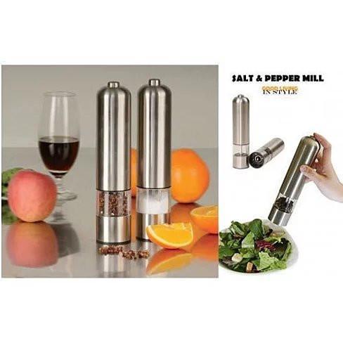 You and Me Salt or Pepper Mills With Electric Dispenser In Stainless Steel - LAWendy